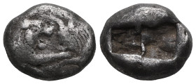 GREEK COINS KINGDOM OF LYDIA Croesus, 561–546 BC. Croesus, 561–546 BC. 1/3 silver stater (underweight, or 1/4 stater) . Obv.: Lion and bull facing eac...