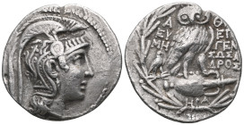 GREEK COINS ATTICA. ATHENS. Tetradrachm, new style, 157-158 BC. Head of Athena in an Attic helmet with a Pegasus motif to the right. Rev. Owl standing...