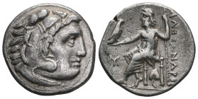 Greek Coins KINGS of MACEDON.Alexander III.(336-323 BC).Abydos.Drachm. Obv : Head of Herakles right, wearing lion skin. Rev : : AΛΕΞΑΝΔΡΟΥ. Zeus seate...