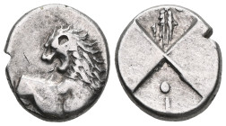 Greek Thracian Chersonese. Achaean League Hemidrachm, ex BCD; Thracian Chersonese; c. 386-338 BC, Hemidrachm. Cf. BM-24. Obv: Forepart of lion r., loo...