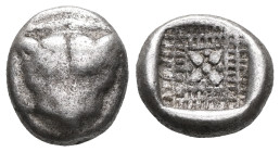 IONIA, Miletos Estimate $300 IONIA, Miletos Circa 550-525 BC. AR Hemidrachm . Facing lion's head / Incuse square with segmented border, floral pattern...