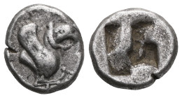 Ionia, Teos AR Obol.Ionia, Teos AR Obol. Circa 500-460 BC. Griffin seated right / Quadripartite incuse square. Balcer 69; SNG Copenhagen -; Klein 473....