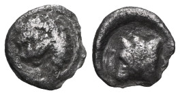 Greek Coins CARIA. Uncertain. Obol (Circa 400-340 BC). Obv: Head of lion left. Rev: Head of bull left; symbol behind. SNG Kayhan 990 var. (no symbo)l;...