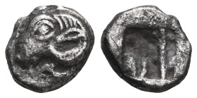 Greek TROAS, Kebren(?). (Late 6th-early 5th centuries BC). AR Obol Obv: Ram’s head left; below, tunny fish right Rev: Quadripartite incuse square. asi...