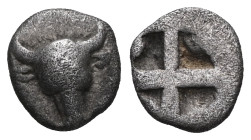 Greek Coins TROAS.Lamponeia. 4th Century BC. AR Hemiobol.Bull’s head facing / Quadripartite incuse square.SNG Tubingen 2648.Very fine.

 Weight:0,3 ...