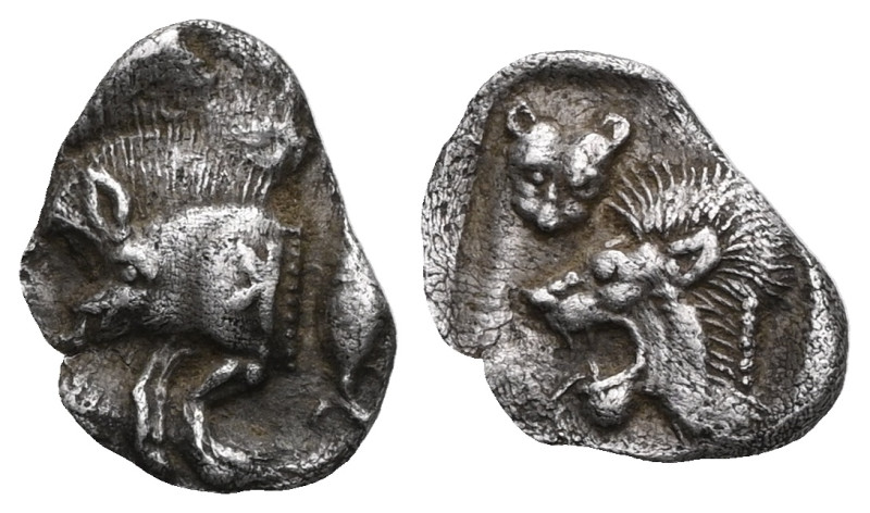 Greek Coins MYSIA. Kyzikos. Obol (Circa 525-475 BC). Obv: Forepart of boar left;...