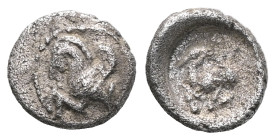 Greek coins Cilicia, Celenderis Obol circa 400-350, AR . Forepart of Pegasus l. Rev. Forepart of goat l. SNG Levante –. SNG von Aulock –. Traite –. SN...