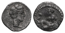CILICIA, Tarsos. Circa 370 BC. AR Obol CILICIA, Tarsos. Circa 370 BC. AR Obol . Female kneeling left, casting astragaloi / Youthful male head right. S...