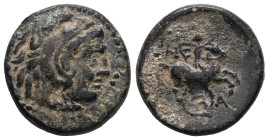 Greek KINGS OF MACEDON. Philip III Arrhidaios (323-317 BC). Uncertain mint in Macedon. AE Bronze Obv: Head of Herakles to right, wearing lion skin hea...