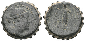 Greek SELEUKID KINGS of SYRIA. Demetrios II Nikator, 129-125 BC. Ae , Damascus. Diademed head right. Rev. BAΣIΛEΩΣ ΔHMHTPIOY / ΘEOY NIKATOPOΣ Apollo s...