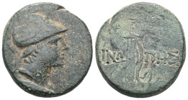 Greek Paphlagonia, Sinope, AE, (Bronze),Struck under Mithradates VI Eupator, Circa 105-90 or 95-90 BC. Obv: Helmeted head of Ares right. Rev: ΣΙΝΩ – Π...
