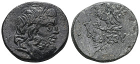 Greek Pontos. Amisos circa 85-65 BC. Bronze Æ . Laureate head of Zeus right / ΑΜΙΣΟΥ, eagle standing left on thunderbolt, head right, star above, in l...