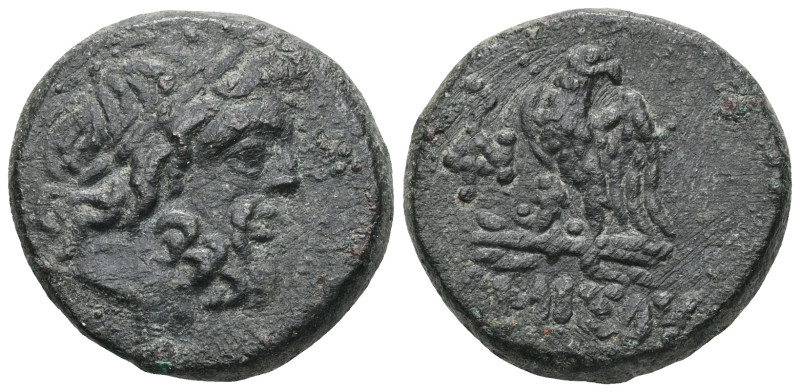 Greek Pontos. Amisos circa 85-65 BC. Bronze Æ . Laureate head of Zeus right / ΑΜ...