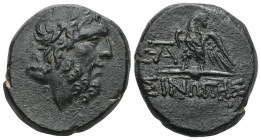 Greek PAPHLAGONIA. Sinope. Circa 85-65 BC. (Bronze). Laureate head of Zeus to right. Rev. ΣINΩΠHΣ Eagle standing left on thunderbolt, head turned righ...