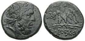 Greek PONTUS. Pharnaceia. Mithradates VI Eupator (ca. 85-65 BC). AE Laureate head of Zeus right Rev: eagle standing left on thunderbolt, head right;
...