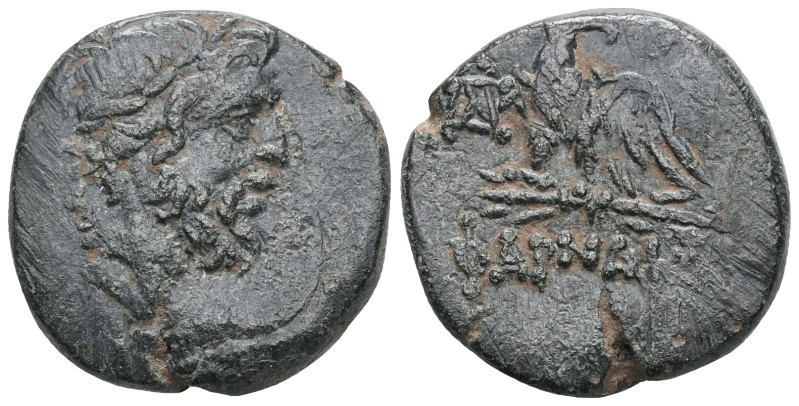 Greek PONTUS. Pharnaceia. Mithradates VI Eupator (ca. 85-65 BC). AE Laureate hea...