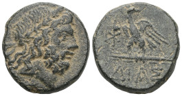 Greek Bithynia, Dia, AE 20 , ca. 85-65 BC Obv: Diademed head of Zeus right Rev: Eagle standing left on thunderbolt, head reverted, monogram in left fi...