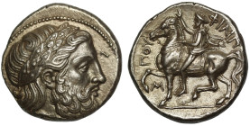 AU 4/5 4/5 | Philip II c. 355-348 BC silver Tetradrachm Fine Style