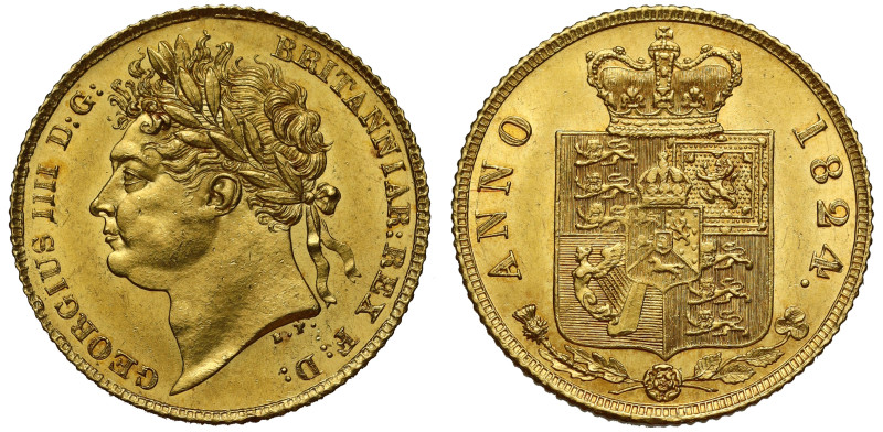 g George IV (1820-30), gold Half-Sovereign, 1824, first laureate head left, B.P....