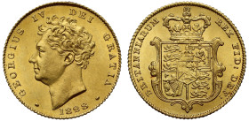 MS63 | George IV 1828 gold Half-Sovereign no extra tuft