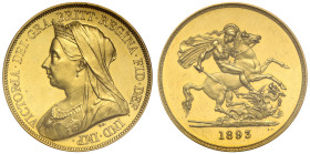 Victoria 1893 gold proof Five Pounds