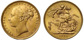 MS64 | Victoria 1871 gold Sovereign small B.P.