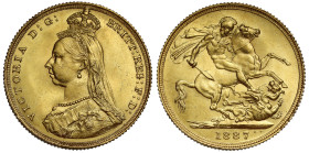 MS63 | Victoria 1887 gold Sovereign DISH L7