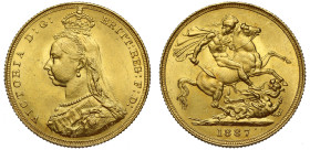 MS63 | Victoria 1887 gold Sovereign DISH L7