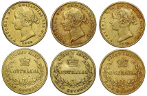 Australia, Victoria gold Half-Sovereigns SYDNEY MINT: 1859, 1860, 1861 (3)
