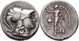 Pamphylien: SIDE, Tetradrachme, 2. - 1. Jhd. v. Chr, 16,83 g, Athenakopf mit korinthischem Helm nach rechts / Nike mit Kranz nach links, sehr schön.
...