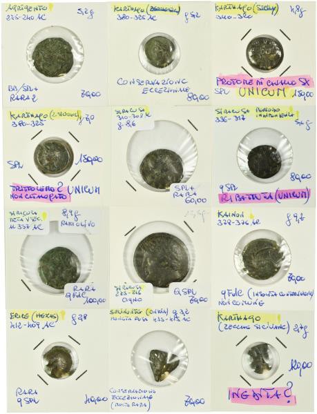 Italien: Sizilien: Lot 12 x antike sizilianische Münzen, ungeprüft, alle in Münz...