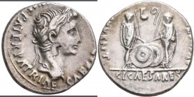 Augustus (27 v.Chr. - 14 n.Chr.): AR-Denar, 18,4 mm, 3,85 g, Schrötlingsfehler, sehr schön.
 [taxed under margin system]