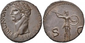 Claudius (41 - 54): Æ-As, 11,30 g, Kampmann 12.26, RIC 100, Exemplar der Auktion Peus 338, Nr. 582, min. Korrodiert, fast vorzüglich.
 [taxed under m...
