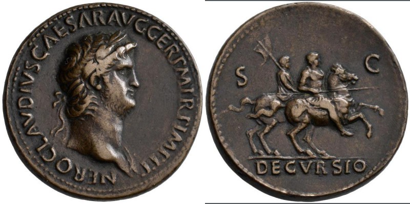 Nero (54 - 68): Paduaner, Æ-Sesterz, Lugdunum, 23,26 g, nach dem Vorbild der Prä...