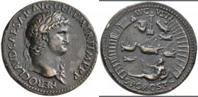 Nero (54 - 68): Paduaner, Æ-Sesterz, 24,04 g, nach dem Vorbild der Prägungen von Giovanni da Cavino (1500-1570), vgl. Paduaner, Æ-Sesterz, Lugdunum, 2...