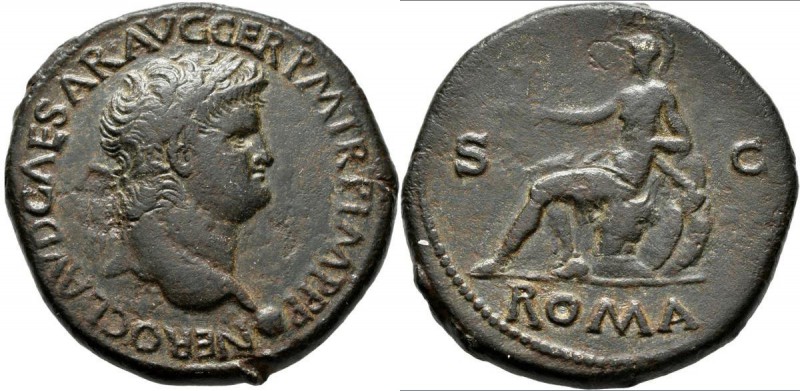 Nero (54 - 68): Sesterz, Mzst. Rom, 34,53 mm, 24,95 g, dunkelbraune Patina, sehr...