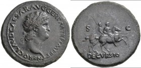 Nero (54 - 68): Æ-Sesterz, ca. 65 n. Chr., Rom, 29,2 g, RIC 396, schöne dunkelbraune Patina, leicht geglättet, sehr schön.
 [taxed under margin syste...