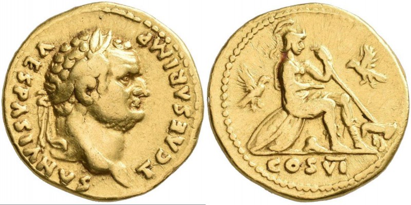 Titus (69 - 79 - 81): Titus als Caesar unter Vespasian 69-79: AV-Aureus, 7,06 g,...