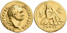 Titus (69 - 79 - 81): Titus als Caesar unter Vespasian 69-79: AV-Aureus, 7,06 g, Calico 738, Kampmann 22.5, sehr schön.
 [taxed under margin system]