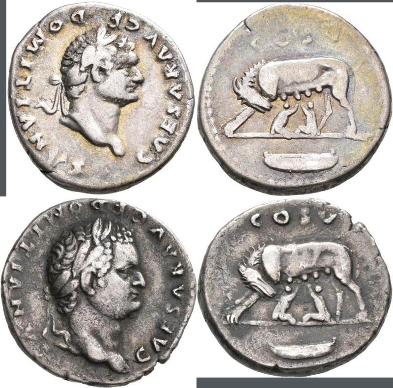 Domitian (69 - 81 - 96): Lot 2 Stück, AR-Denar, 3,15/3,19 g, sehr schön, sehr sc...