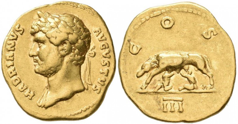 Hadrian (117 - 138): AV-Aureus, 6,97 g, RIC 193, Calicó 1233, sehr schön.
 [tax...