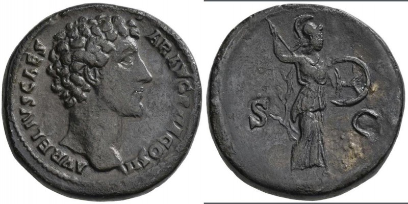 Marc Aurel (139 - 161 - 180): Antoninus I. Pius, 138-161, für Marcus Aurelius. Æ...