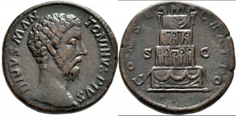 Marc Aurel (139 - 161 - 180): unter Commodus, Æ-Sesterz, 21,76 g, DIVVS M ANTONI...