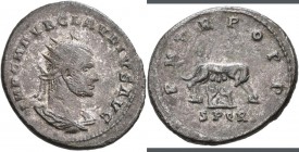 Claudius II. Gothicus (268 - 270): AR - Antoninian, 3,19 g, Büste nach links/Wölfin SPOR, selten, schön-sehr schön.
 [taxed under margin system]