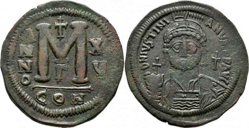 Iustinianus I. (527 - 565): AE-Follis, Anno XV, 40,5 mm, 22 g, Sommer 4.20, Sear...