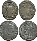 Antike: Römische Kaiserzeit: 54 Bronzemünzen, meist Æ-Follis, diverse Kaiser, unterschiedliche Erhaltungen, nettes Konvolut für den Spezialisten. Bitt...