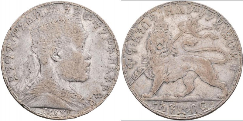 Äthiopien: Menelik II. 1889-1913. Birr EE 1892 (1899), KM# 19, 27,98 g, sehr sch...