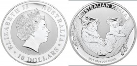 Australien: Elizabeth II. 1952-,: 10 Dollars 2011 P, Silber Koala, 10 OZ, 999/1000 Silber. In original Kapsel, stempelglanz.
 [taxed under margin sys...