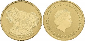 Australien: Elizabeth II. 1952-,: 2 Dollars 2014 P Koala Mini Gold Coin. 0,5g, 999/1000 Gold. Miniblister.
 [plus 0 % VAT]