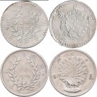Burma / Myanmar: Lot 4 Münzen, dabei: 1 Kyat (1 Rupee), KM# 10, 1 Mat, KM# 8 , 1 Mu, KM# 7 und 1 Pe, KM# 6. Alle Münzen aus dem Jahr 1852 (CS 1214).
...